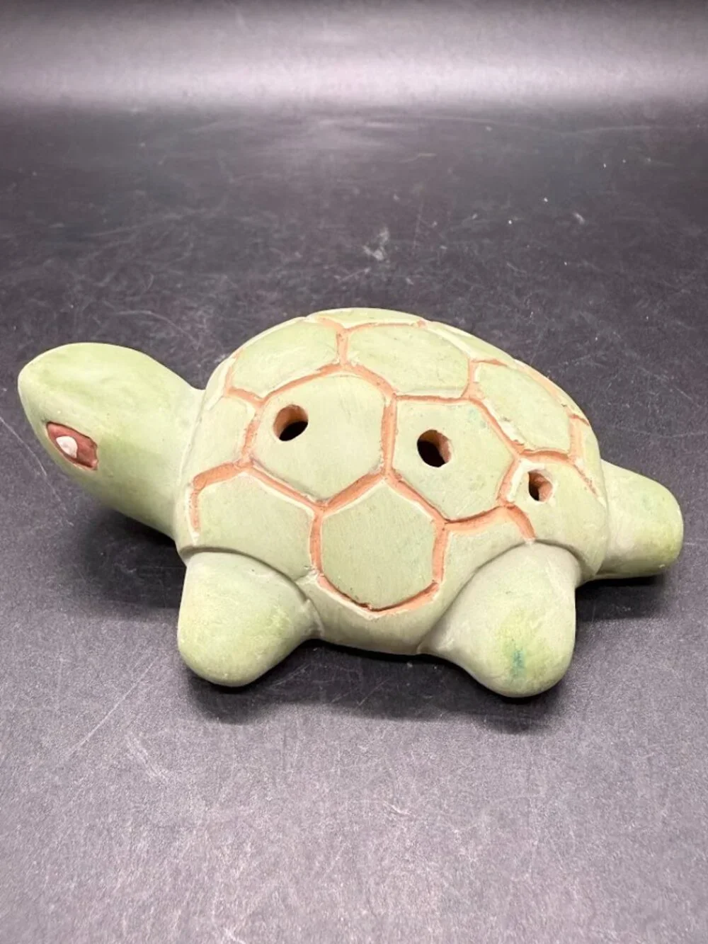 Vintage Terra Cotta Pottery Turtle Ocarina Whistle Flute Abya Yala Latin America